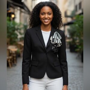 Moschino Cheap & Chic Black Blazer with Ribbon Lace & Sequin Embellishment 36